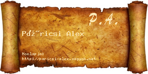 Páricsi Alex névjegykártya